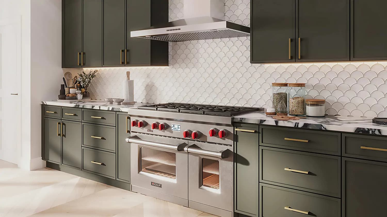 Slim Dark Green basic kitchen